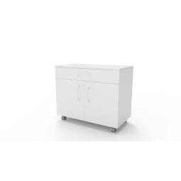 Meuble mobile blanc à 2 portes et 1 tiroir