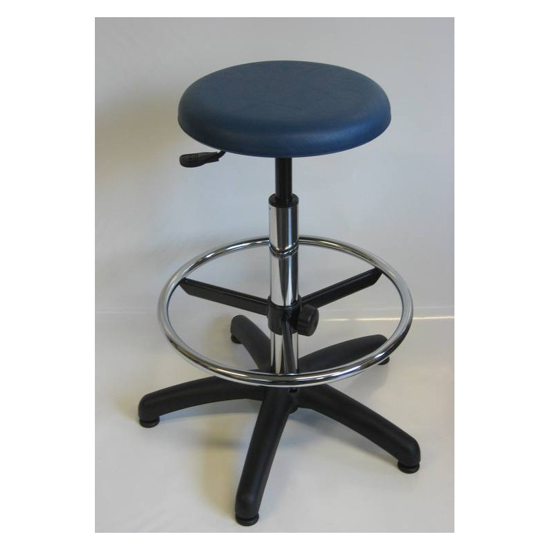 Tabouret revêtement Vinyle noir sur patins et